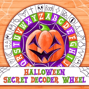 Halloween Secret Decoder Wheel | Escape Room Puzzles | Cipher Wheel Printable | Secret Codes for Kids | Halloween Cypher | Kids Spy Gadget