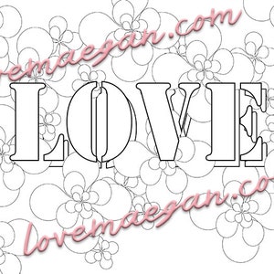 LOVE Coloring Page Instant Digital Download Art Print afbeelding 4