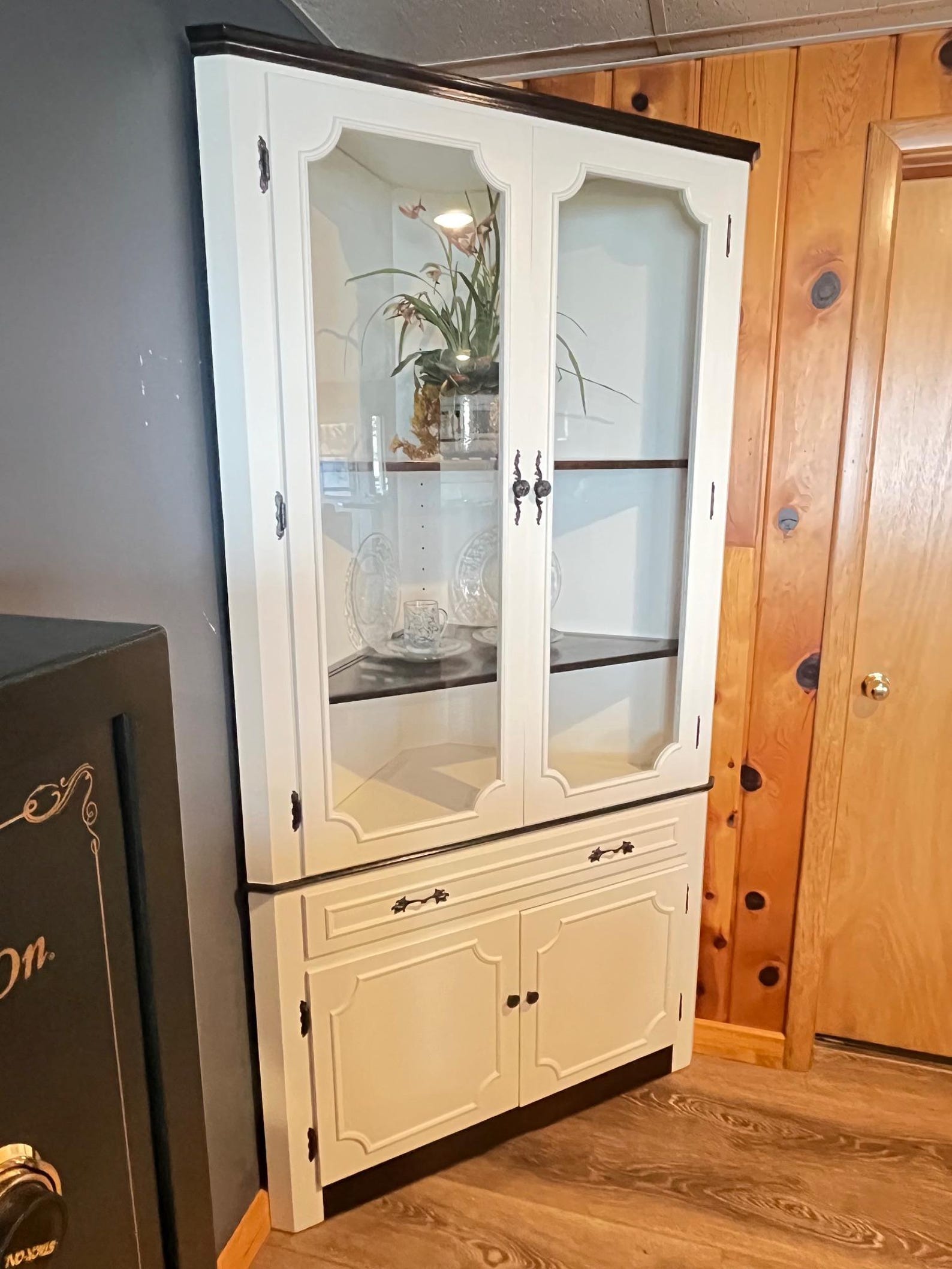 SOLD - Do Not Buy- Vintage Refinished White Corner Hutch With Glass ...