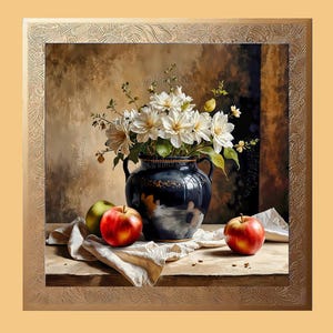 Elegant Blooms Digital Watercolor Prints, Still life painting, Printable Still Life, Downloadable  print Vase, Dining decor wall art Flowers