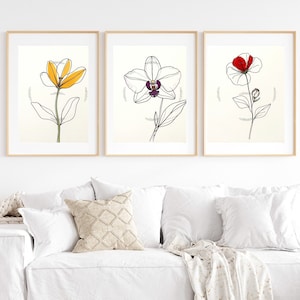 Impressões de arte abstrata de linha/desenho de flores/pôster de flores para impressão/arte de linha única/arte de parede para impressão, arte de parede minimalista e moderna JPG