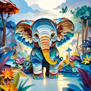 Animales de safari cortados en papel, decoración para niños imprimible con arte Quilling, arte cortado en papel, paquete de imágenes prediseñadas de arte de pared imprimible de animales caprichosos de arte de pluma, 3D