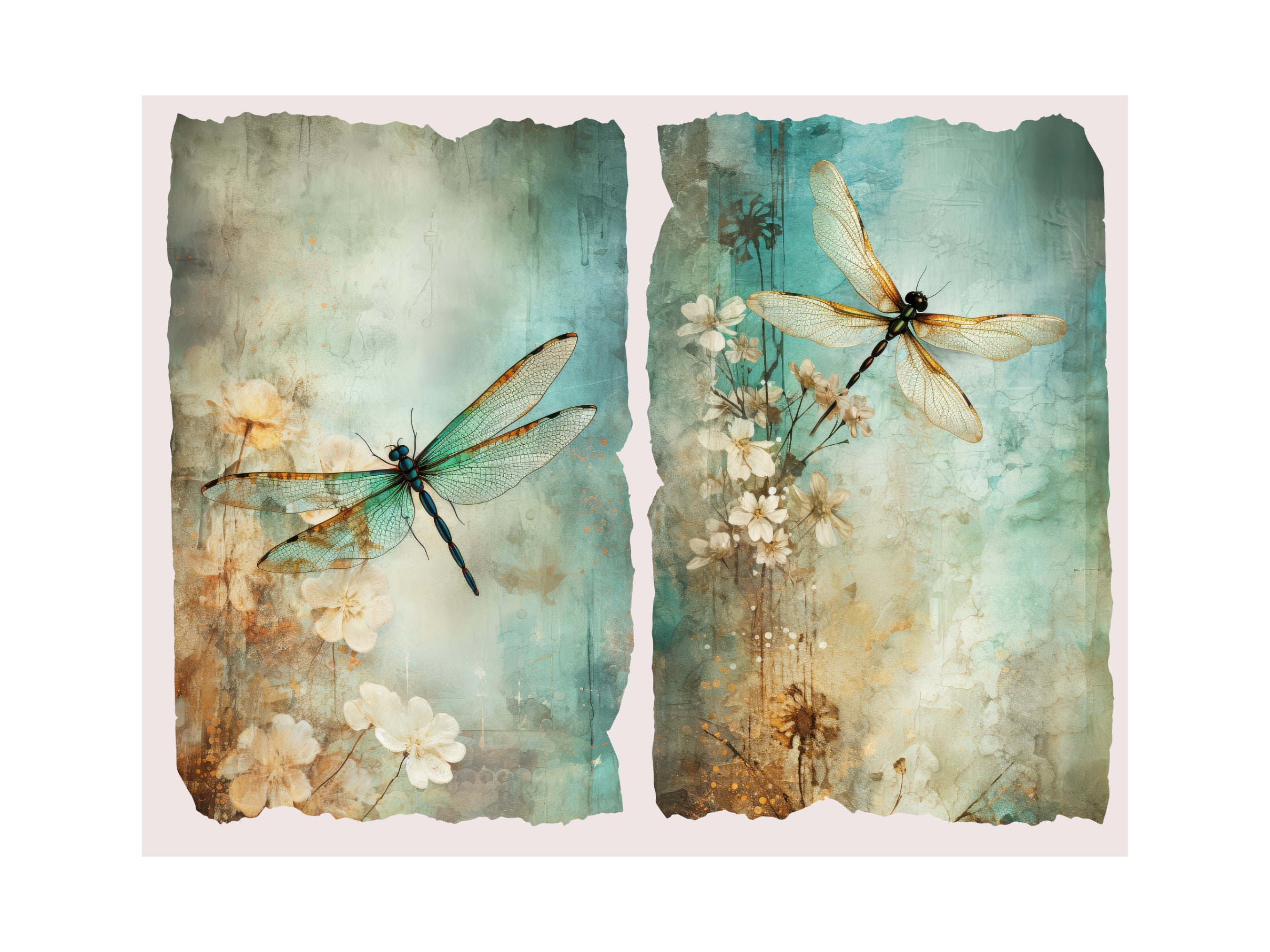 Junk Journal Kit Dragonfly Printable Pages Ephemera Printable Folio ...
