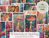 Colorful Spring Junk Journal Kit Vintage Style Whimsical Journal Page Ephemera Scrapbook Embellishment Printable Craft Kit Instant Download