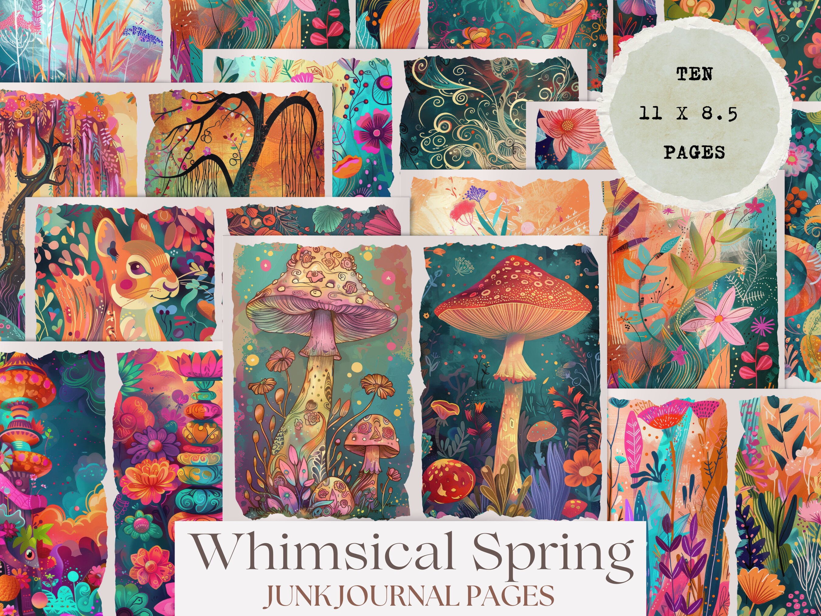 Colorful Spring Junk Journal Kit Vintage Style Whimsical Journal Page ...