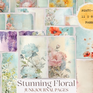 Kit diario spazzatura floreale Bellissimi fiori Collage diario spazzatura Pagina Ephemera Scrapbook Abbellimento Kit artigianale stampabile Download istantaneo