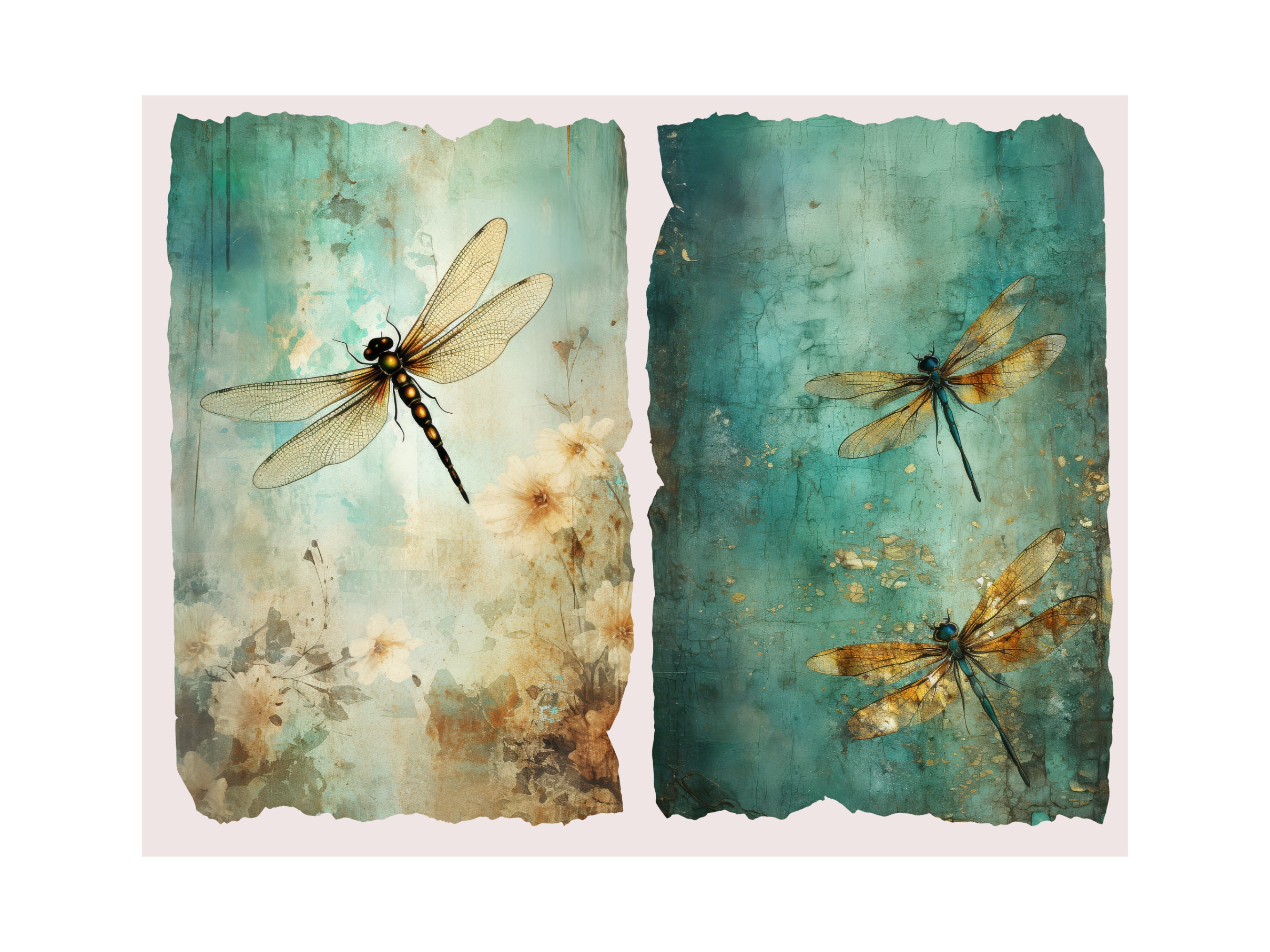 Junk Journal Kit Dragonfly Printable Pages Ephemera Printable Folio ...