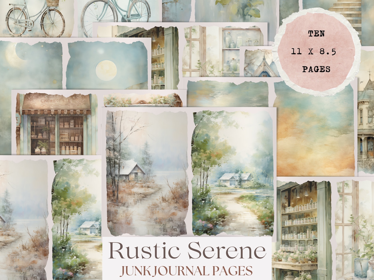Rustic Junk Journal Kit Vintage Style Calm Journal Page Ephemera ...