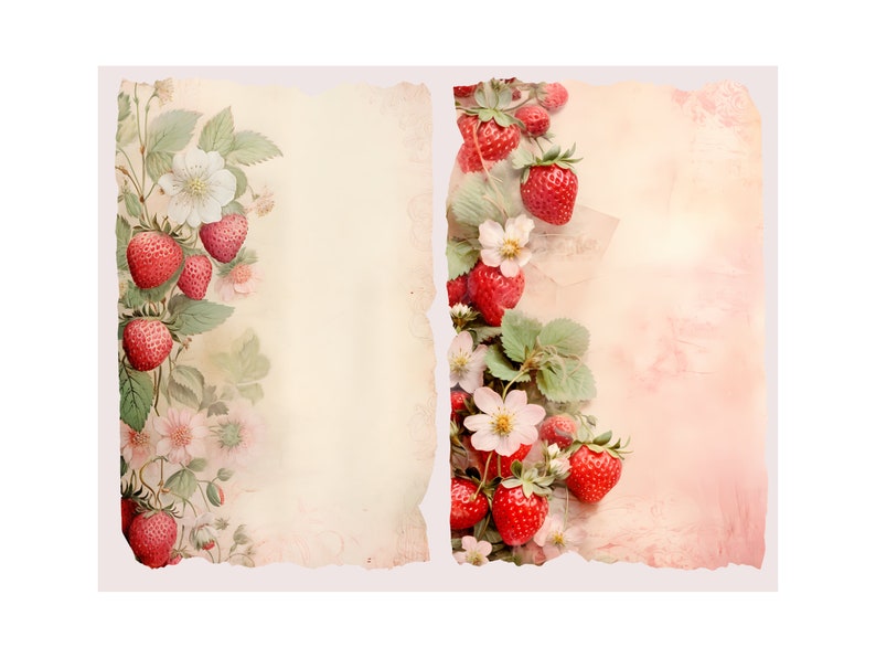 Strawberries Junk Journal Kit Vintage Style Journal Page Fruit Ephemera ...