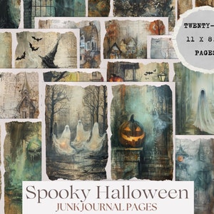 Halloween Junk Journal Kit Vintage Style Spooky Junk Journal Page Ephemera Scrapbook Embellishment Printable Craft Kit Instant Download