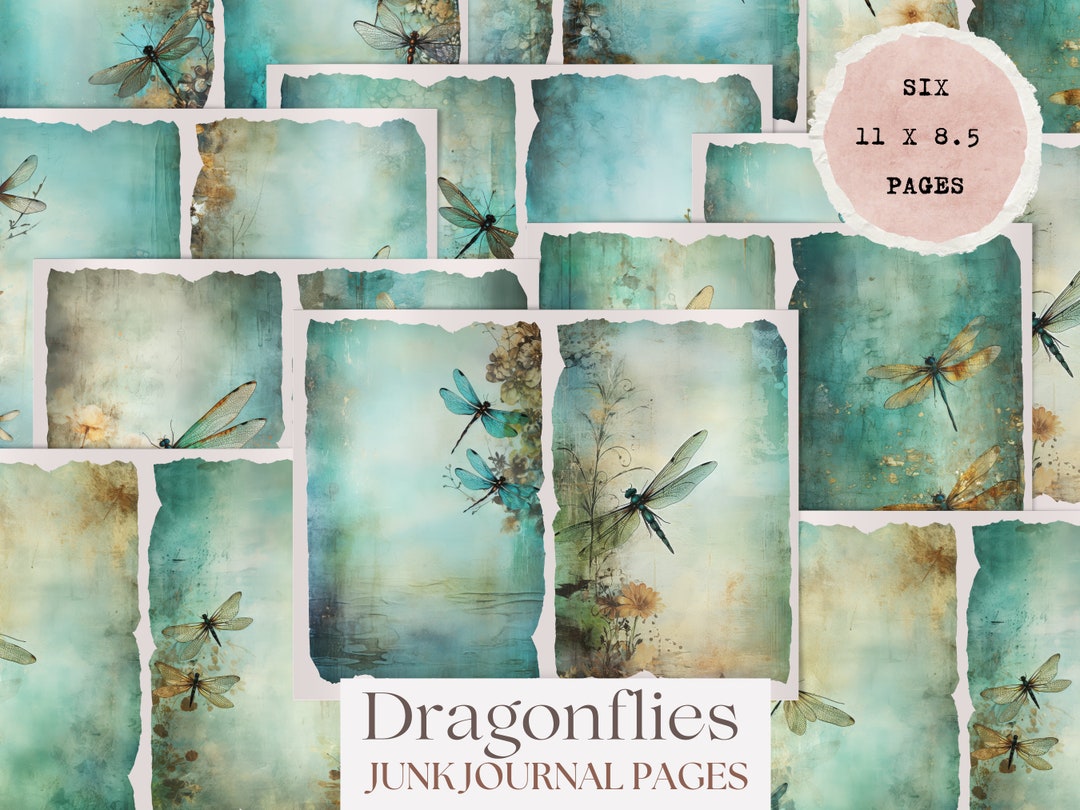 Junk Journal Kit Dragonfly Printable Pages Ephemera Printable Folio ...