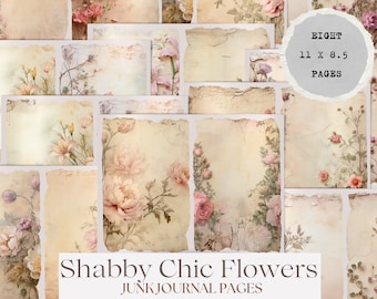 Shabby Chic Floral Junk Journal Kit Vintage Style Flowers Journal Page Ephemera Scrapbook Embellishment Printable Craft Kit Instant Download