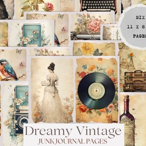 Elementi in stile vintage Kit diario spazzatura Stile vintage Diario spazzatura Pagina Ephemera Scrapbook Abbellimento Kit artigianale stampabile Download immediato