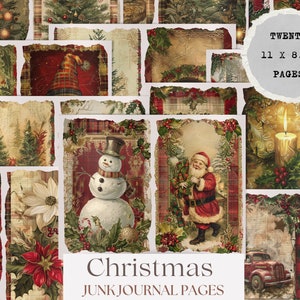 Christmas Junk Journal Kit Vintage Style Christmas Junk Journal Page Ephemera Scrapbook Embellishment Printable Craft Kit Instant Download