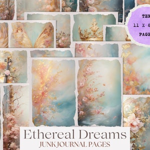 Pink and Gold Junk Journal Kit Vintage Style Dreamy Journal Page Ephemera Scrapbook Embellishment Printable Craft Kit Instant Download
