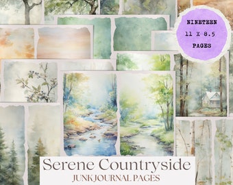 Nature Junk Journal Kit Vintage Style Countryside Journal Page Ephemera Scrapbook Embellishment Printable Craft Kit Instant Download