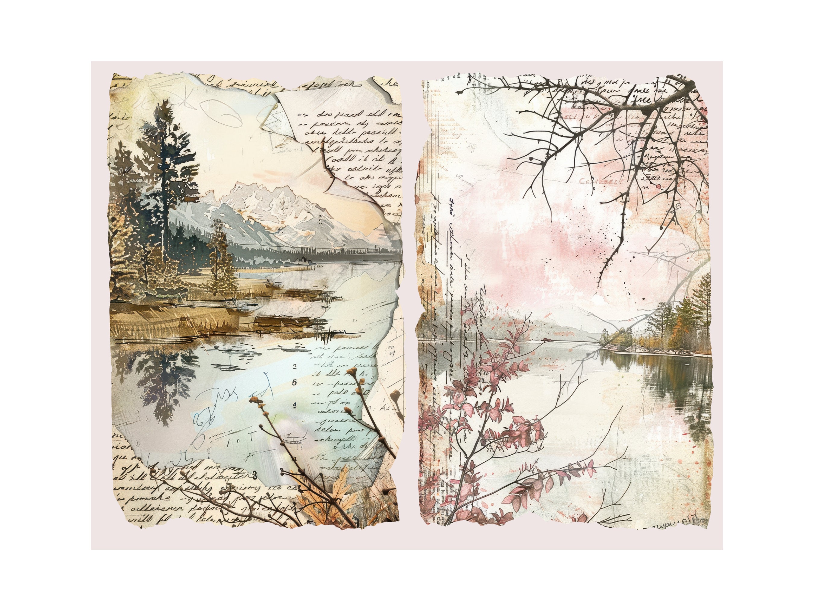 Cozy Rustic Junk Journal Kit Rustic Pages Collage Junk Journal Page ...