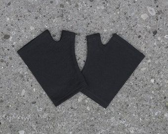 Merino wool short fingerless gloves -  black wool armwarmers, black fingerless glove evening light weight