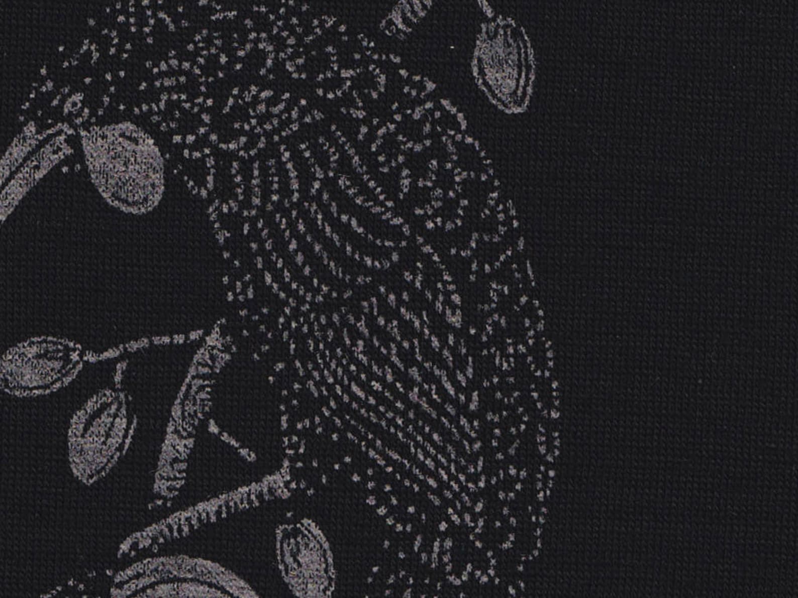 Black Merino Fingerless Gloves New Zealand Bird Print, Black Wool