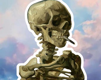Van Gogh Skeleton Stickers, aesthetic art sticker for laptop, water bottle, or journal, etc
