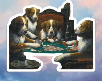 Dog Playing Poker - Cassius Coolidge, Aesthetic Sticker for Laptops, Waterbottles, Journals, etc
