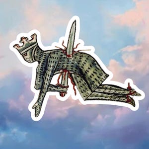 Dramatic medieval knight,  funny medieval meme sticker for laptop, water bottle, journal, etc
