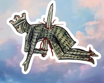 Dramatic medieval knight,  funny medieval meme sticker for laptop, water bottle, journal, etc