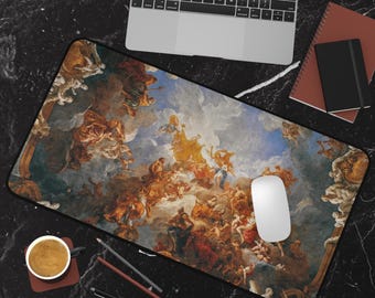 Baroque Art Desk Mat, Apotheosis of Hercules Artist : François Lemoyne, Vintage Style Desk Pad, Office Gift Idea, Workspace Decor