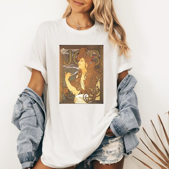 Job Art Nouveau Unisex Graphic T-shirt, Alphonse Mucha Vintage 