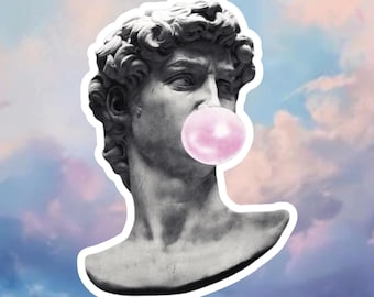 Bubble Gum David Sticker, funny italian renaissance sticker for laptops, water bottles, and journals