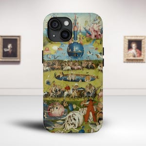 Garden of Earthly Delights iPhone Case, Hieronymus Bosch Art, Surreal Renaissance Painting Cover, Fantasy Nature Scene, Medieval Myth