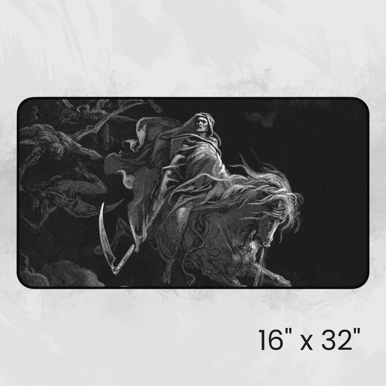 Fallen Angel Artistic Desk Mat, Dark Romantic Art, Vintage Style Desk Pad, Office Gift Idea, Workspace Decor, Gothic Gaming Mythological Pad image 6