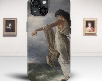 サッポーの死 iPhoneケース、ミゲル・カルボネル・セルバの作品、ヴィンテージ絵画風スマホケース、丈夫な保護iPhoneカバー、クラシックファインアートギフト