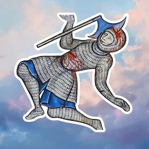 Nonchalant medieval knight sticker, funny medieval meme sticker for laptop, water bottle, or journal
