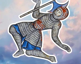 Nonchalant medieval knight sticker, funny medieval meme sticker for laptop, water bottle, or journal