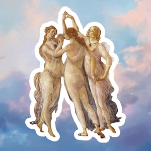 Primavera Botticelli Three Graces Renaissance Sticker for laptop, bottles, journals, etc