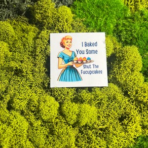 I Baked You Some Shut The Fucupcakes, Funny Retro Magnet - 2.5 Inch Square, Sarcastic Kitchen Decor, Vintage Humor Fridge Magnet, Gag Gift