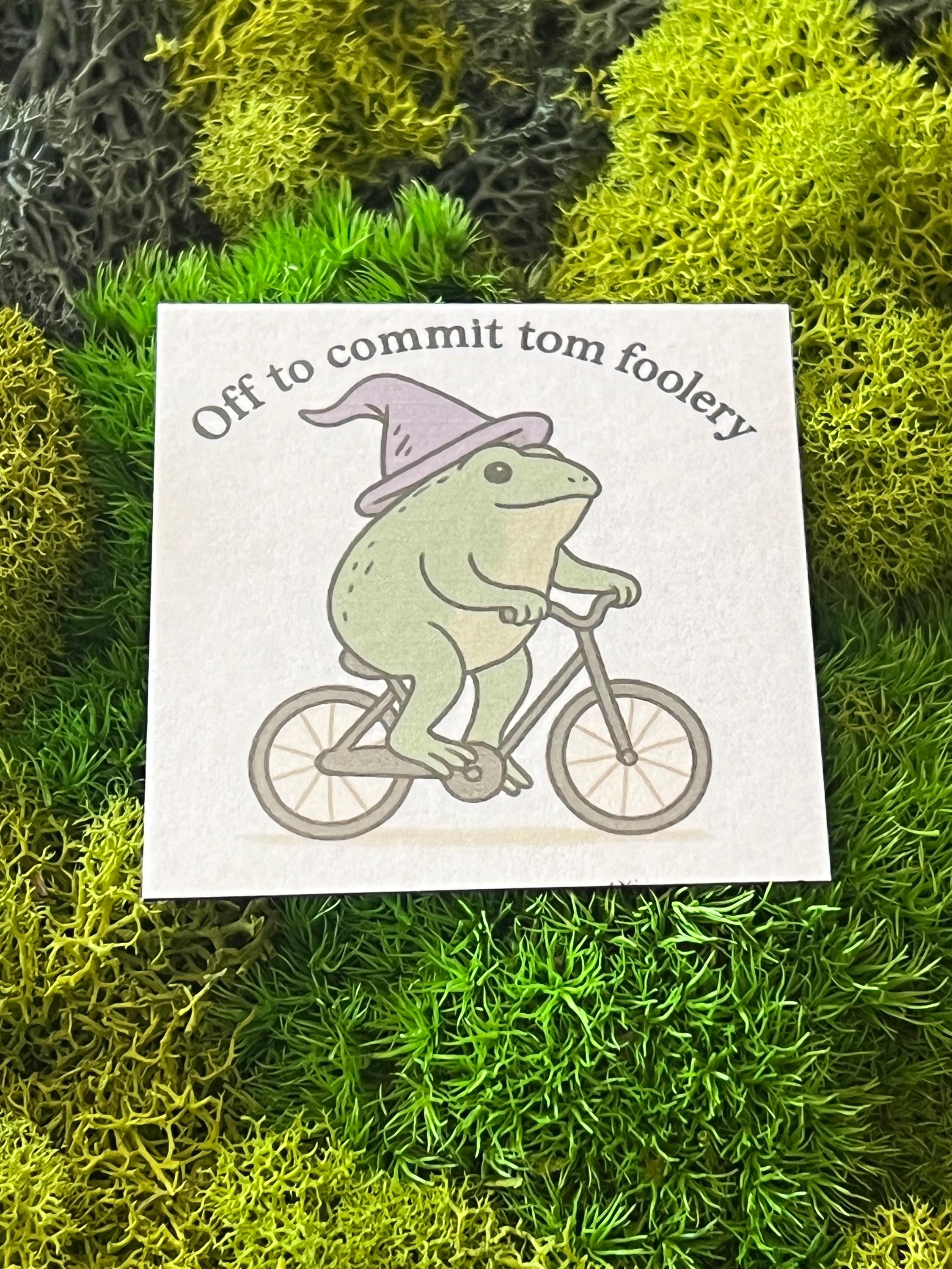 Off to Commit Tom Foolery Frog Magnet, Funny Witchy Frog Magnet, Square Flexible Fridge Magnet, Cottagecore Toad Humor Gift, Retro Vibes