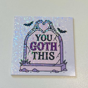 Holographic Tombstone Magnet: You Goth This - Spooky Pastel Decor