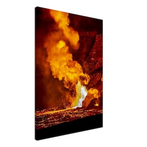 Erupção do vulcão havaiano Fúria de Pele Fluxo de lava brilhante Fotografia de rocha derretida Impressão em tela de Kīlauea ardente