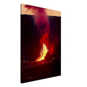 Fiery Red Molten Lava Eruption Hawaiian Volcano Heart-Shaped Smoke Tropical Dreams Fine Art Photography Canvas Print