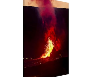 Fiery Red Molten Lava Eruption Hawaiian Volcano Heart-Shaped Smoke Tropical Dreams Fine Art Photography Canvas Print