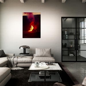 Fiery Red Molten Lava Eruption Hawaiian Volcano Heart-Shaped Smoke Tropical Dreams Fine Art Photography Aluminum Print