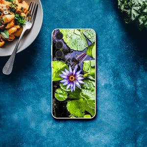 Hawaiian Vibrant Purple Lotus Flower With Lily Pads Fine Art Print Tropical Dreams Floral Garden Pond Photography Samsung Phone cases