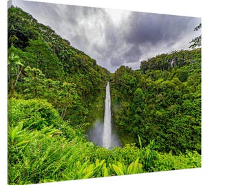 Hawaiian Tropical Rainforest Waterfall Akaka Falls Lush Green Jungle Scenic Landscape Nature Photography Canvas Print