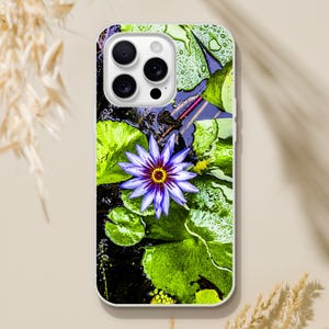 Vibrant Purple Lotus Flower With Lily Pads Fine Art Print, Tropical Dreams Botanical Floral Garden Pond Photography IPhone cases