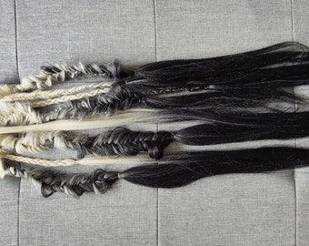 Gorgeous tie in fishtail braids in black and grey