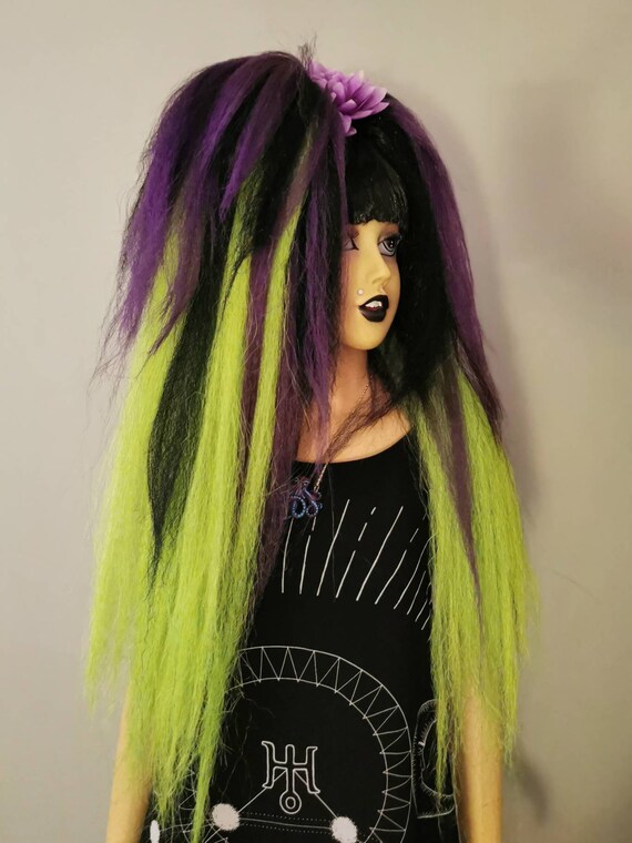Neon Green Purple And Black Halloween Hair Falls Hp4 Etsy Neon Green Purple And Black Halloween Hair Falls Hp4 Etsy