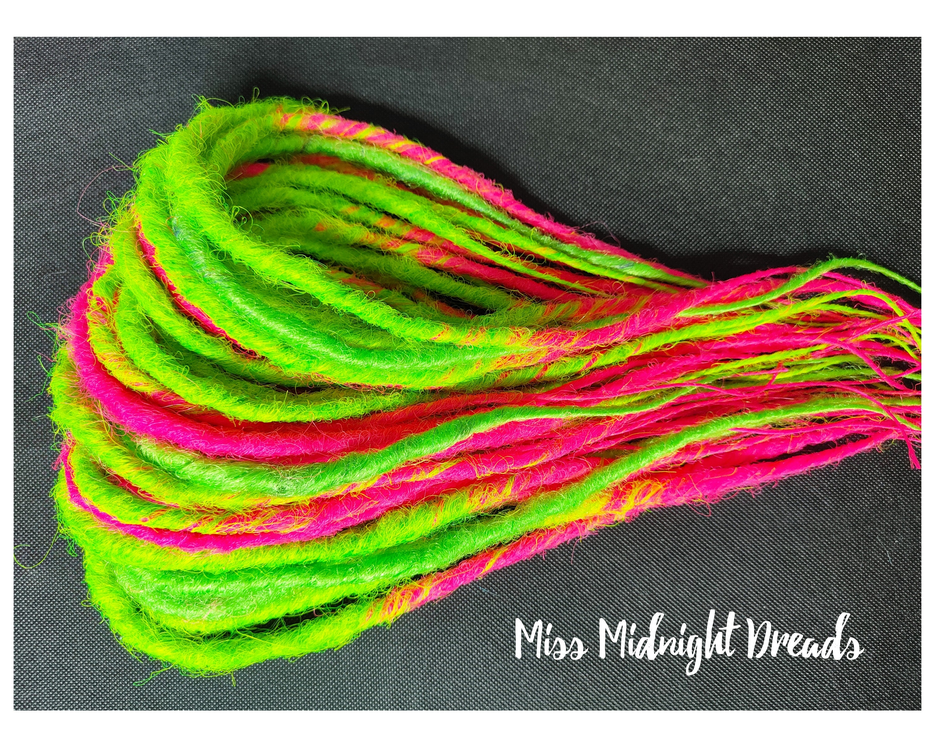 Neon Green Cyber Punk Wool Dreads Cyber Goth Wool Dreads Black Grey Lime Green, Neon Alt  main image 3