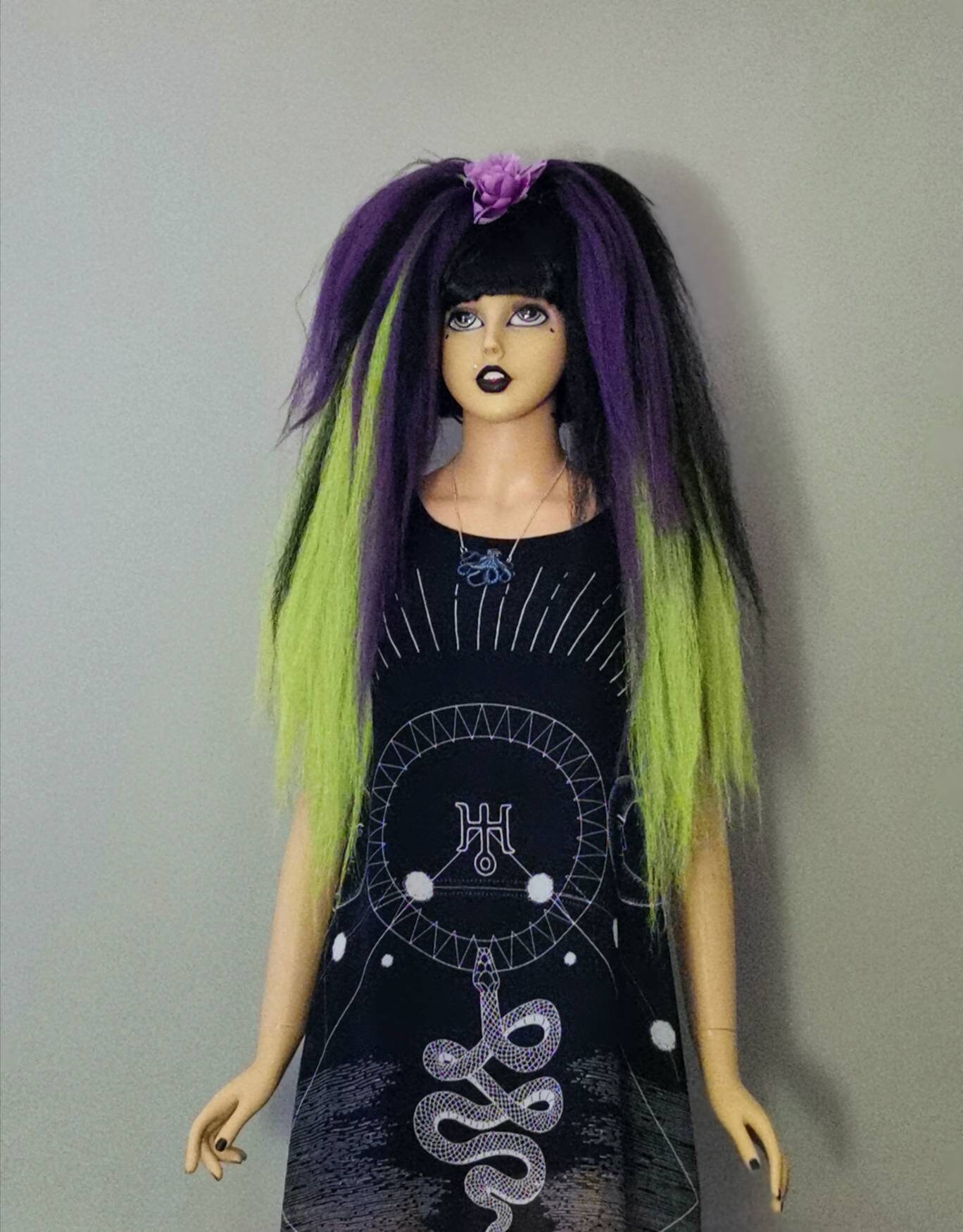 Neon Green Purple And Black Halloween Hair Falls Hp4 Etsy